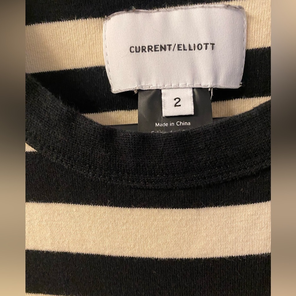Current Elliott Black Cream Striped Tank Top - Picture 3 of 4